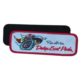 Dodge Run with The Scat Pack Embroidered Patch 4.5 inch x 1.5 inch | Stitch Hook and Loop Patches for Clothes, Jean Jacket, Backpack, Hat and More
