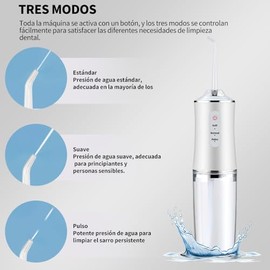 Irrigador Oral Impermeable Recargable - Hilo Dental de Agua Inalámbrico Irrigador Limpieza Dental Portátil Irrigador Bucal Cordless Water Flosser con 