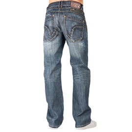 Level 7 Men's Relaxed Bootcut Denim Distressed Jeans with Zipper Pocket Size 34X32