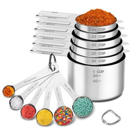 Minteem Measuring Cups and Spoons Set, Stainless Steel Measuring Cups Measuring Spoons with Easy to Read Markings, Ideal Kitchen Gadgets for Cooking & Baking, 12 Pack