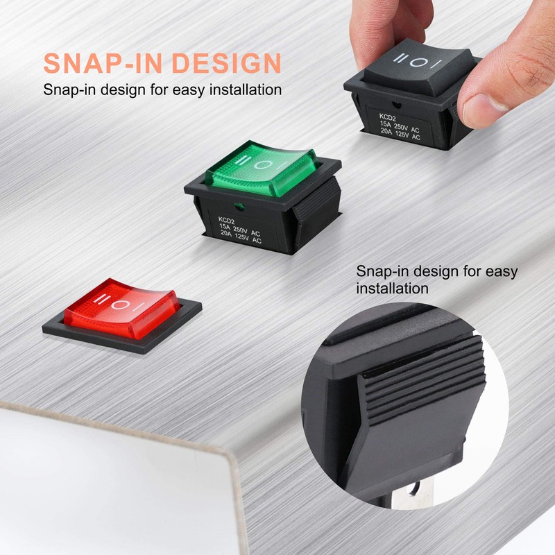APIELE 3Pcs 3 Position Rocker Toggle Switch DPDT 6 Pin
