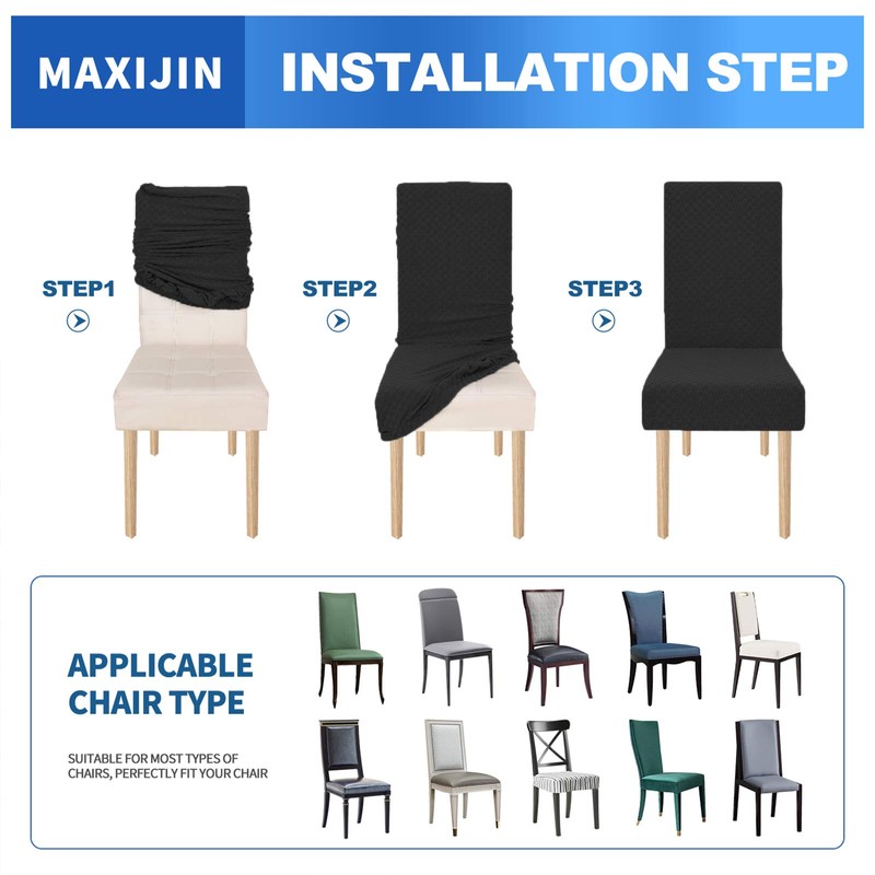 MAXIJIN Stretch Velvet Chair Covers for Dining Chairs Set of