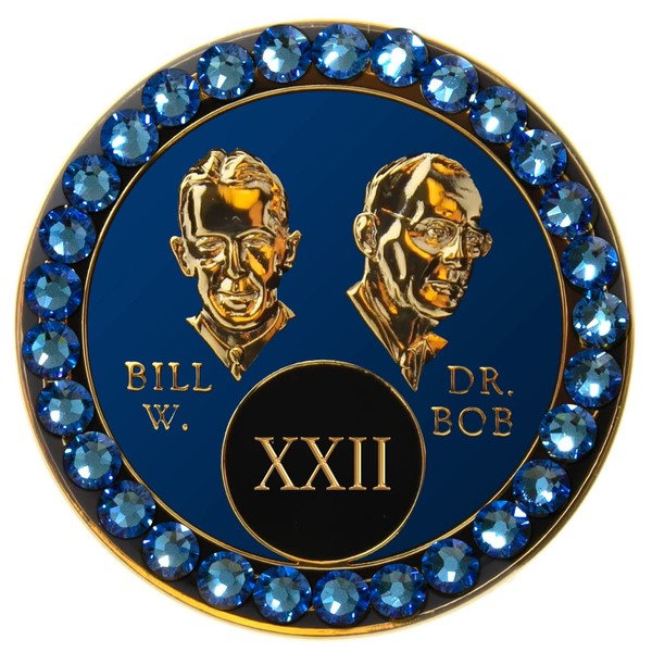 Recovery Mint Sobriety Chip AA Bill & Bob Blue Triplate
