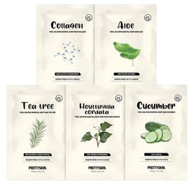 [Pretty Skin] Tea Tree Houttuynia cordata Aloe Mask Pack (23g) 30 sheets / [프리티스킨] 티트리 어성초 알로에 마스크팩 (23g) 30장