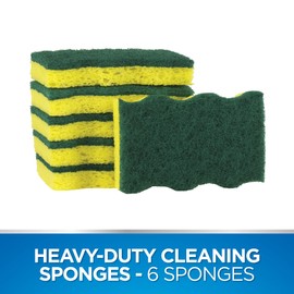 Dawn Heavy Duty Kitchen Dish Sponges, Green/Yellow (Pack of 6)