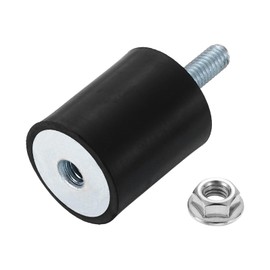 uxcell M6 Rubber Mounts, 1Pcs 25x30mm(DxH) Rubber Cylindrical Anti Vibration Isolator Shock Absorber with Lock Nut for Car Bobbin Generator Air Compressors