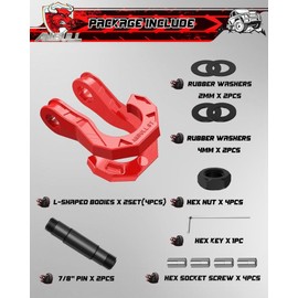 AMBULL D Ring Shackles 3/4" Split Shackles, 44,000lbs Break Strength Towing Winch Shackles, Heavy Duty Shackles with 7/8" Screw Pin for Tow Strap Winch Off Road Vehicle Recovery, RedRed