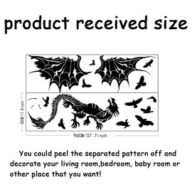 SUPERDANT Flying Dragon Flying Birds Wall Stickers Dragon Vinyl Wall Decals Rustic Adhesive Sticker DIY Vinyl Art Decorations for Children's Room Bedroom Living Room Large Size Wall Decor