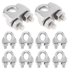 10 pcs Wire Rope Clamp M6, PNXKTXO 1/4" Cable Clamps, 304 Stainless Steel Cable Clip Clamp U Bolt Saddle Fastener