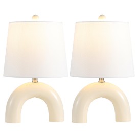 JONATHAN Y JYL5503A-SET2 Zadie 17.75" Scandinavian Minimalist Ceramic Arch LED Table Lamp for Bedroom, Living Room, Office, College, Book Case, Nightstands and Coffee Table, Almond (Set of 2)