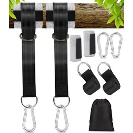 900 kg Swing Attachment Tree and Hammock Attachment 200 cm x 5 cm, Includes 2 Carabiners, D-Rings, for Hanging Chair Swing Suspension with Tree Protection Padding, Storage Bag