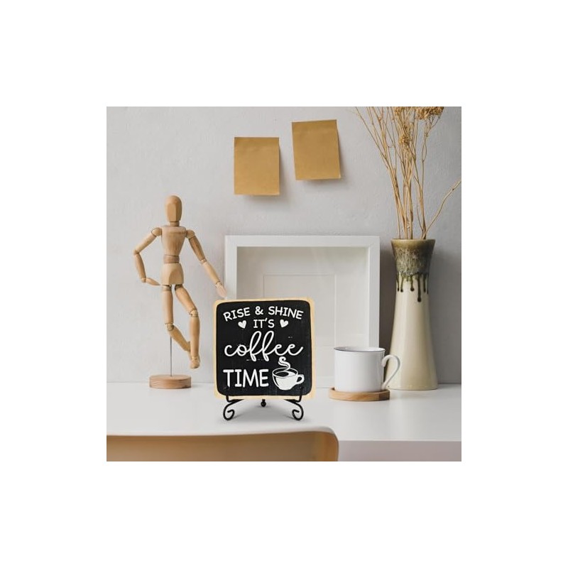 Farmhouse Coffee Bar Sign, Rise & Shine It's Coffee Time,