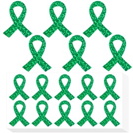 AnyDesign 500Pcs Green Ribbon Stickers Mental Health Awareness Holographic Decals for Helmet Window Car Decoration