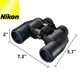 Nikon Nikon Aculon A211 8x42 Binoculars (8245) Black Bundle with Nikon Lens Pen, Carry Case, Neck Strap, and Lens Cloth - High Powered Binoculars for Adults - Bird Watching, Hunting, and Travel Zoom