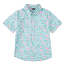 Hurley Boys' Woven Button Down Shirt, Blue Ice/Flamingo