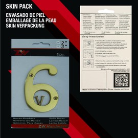 ZW Hardware A200 2 Inch Brass Bright Brass House Number 6