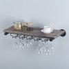 OLDRAINBOW Industrial Wine Rack Wall Mounted with 5 Glass Holder,Wine