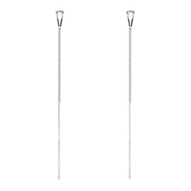 Star Earrings Gold Threader Earrings Long Chain Earrings Star Climber Earrings Chain Drop Dangle Earrings Chain Tassel Earrings Crystal Star Earrings Jewellery for Women Girls, Silver, No Gemstone