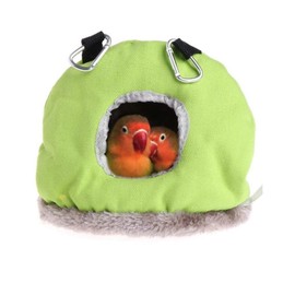 Voarge Nest Winter Warm Nest Cage for Birds, Winter Plush House for Small Animals, Colour Size Optional (S, Grey Green)