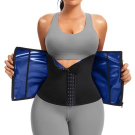 FUXERT Waist Trainer for Women Belly Fat Sweat Waist Band with Zipper Stomach Wraps Workout Belt Corset Shapewear