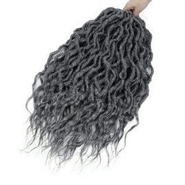 BE Hair Goddess Faux Locs Crochet Hair 24Inch 6Packs Pre-looped Goddess Locs Crochet Hair,Curly Locs Crochet Hair Soft Dreadlocks Faux Crochet Locs Synthetic Crochet Braids for Black Women(24in,Grey)