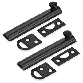 Moosyne 4 Inch Solid Brass Surface Bolt Black, Heavy Duty Concealed Slide Surface Door Bolt, 2 Pack