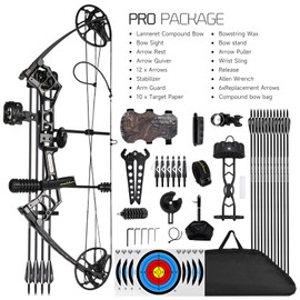 Lanneret Compound Bow and Archery Sets - Right Hand Archery Compound Bows 0-70 lbs Draw Weight Adjustable for Adults and Beginners，25"-31" Draw Length，up to IBO 320 fps，Archery Hunting Bow Set，Camo