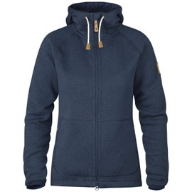 Fjällräven® Övik Fleece Hoodie – Fitted Jacket for Women - Close-knit Construction – Attached Hood – Rib Knit Navy LG One Size
