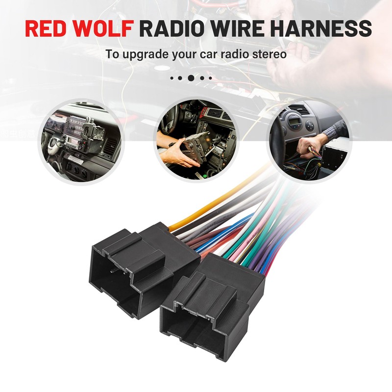 RED WOLF Car Aftermarket Radio Stereo Wiring Harness Adapter Connector