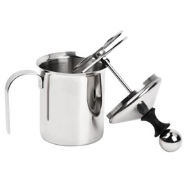 400 ml 304 Stainless Steel Double Mesh Milk Frother Manual Milk Frother Double Mesh Coffee Cappuccino Frother Creamy Creamy Milk Foam for Coffee Specialities