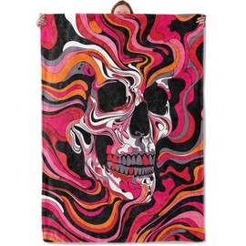 Mounidso - Manta colorida de calavera para mujer, manta de franela de calavera para mujer, suave y cálida, ligera, para sala de estar, sofá, decoración de viaje, 50 x 60 pulgadas