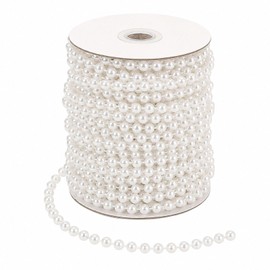 Tinminx 16.4Ft Faux Pearl Beads Garland, 5M White 5mm Plastic Resin Pearl String Chain, Reusable DIY Craft Decor for Wedding Party Home Christmas Tree Festival