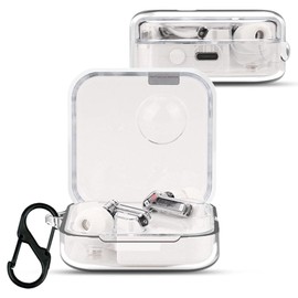 KZIOACSH Case for Nothing Ear/Nothing Ear (2), Flexible Ultra Slim Shock-Absorbing TPU Headphone Case Skin Portable Lightweight Anti-Lost Washable Earbuds Cover with Carabiner, Clear