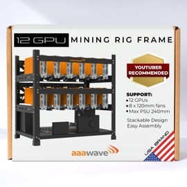 AAAwave AAAwave 12GPU Mining Rig Frame - The Sluice V2 Steel Open Frame Mining Rig Case, Stackable Chassis for Crypto Coin Currency & AI Machine Learning Applications - Frame Only (Black)