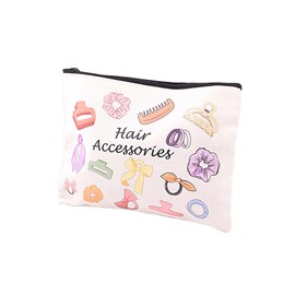 Febremdy Hair Accessories Cosmetic Bag Travel Organizer Canvas Pouch with Zipper (hair accessory)