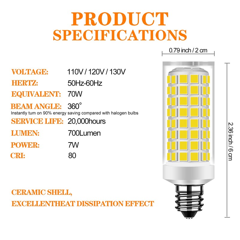 HUIMEIJIA E11 led Bulb 75W Equivalent Halogen Replacement Lights Mini