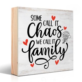 Vgrti Some Call It Chaos We Call It Family Wooden Box Sign, Funny Farmhouse Desk Decor, Funny Housewarming Gifts for Women Men Friends, Thank You Gifts for Dad Mom Aunt Sister Family