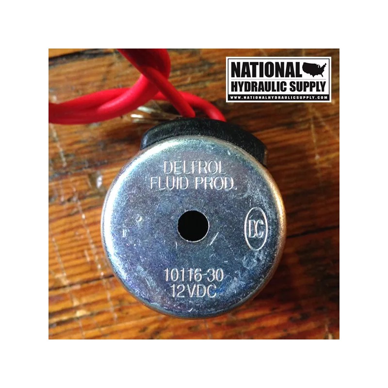 Deltrol, 10116-30, 12VDC Solenoid Coil, Single Lead Wire, Red, NEW