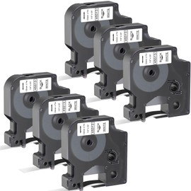 6 Pcs Label Tapes Replacement for Dymo D1 Compatible Dymo Label Maker Refills D1, 0.47"(12mm) Black on White 45013 S0720530, 1/2 Inch x 23' for Dymo Label Manager 160 210D 260P 280 360D 420P PnP