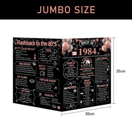 HOMANGA 40th Birthday Card, CANADA Jumbo 40th Anniversary Card, Back in 1984 Card with Envelope, Rose Gold 40th Bday Card for Women, Men, 40 Birthday Gifts for Wife, Husband, Him, Her, 20x25 cm (Envelope Included)