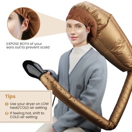 Segbeauty Hair Dryer Bonnet, Extra Large Deep Conditioning Cap Attachment, Upgraded Adjustable Drying Heat Cap Hooded with Elastic Strap for Fast Drying Curly Hair Styling Nursing Oil Treatment Gold