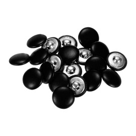 sourcing map 20pcs Leather Covered Button 20mm Metal Round Sewing Buttons, Black