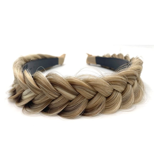 TOECWEGR Hairband Braided Hairpiece Messy Wide 2 Strands Fluffy Braids Wig with Tooth Women Headband Hair Bands