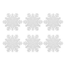 YöL Set Of 6 Silver Snowflake Placemats PVC Christmas Table Surface Protector Round Wedding Dinner Parties Table Decor Re-usable Xmas