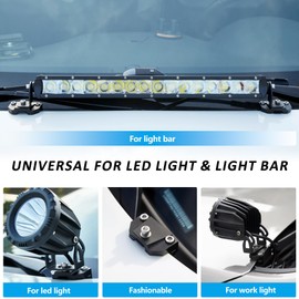 HOZHEM Ditch Light Brackets, LED Light Bar Mounting Bracket Universal Adjustable Pillar Hood Light Mount Clamp Holder for Off Road Jeep Truck SUV, Installing Without Drilling, 2PCS