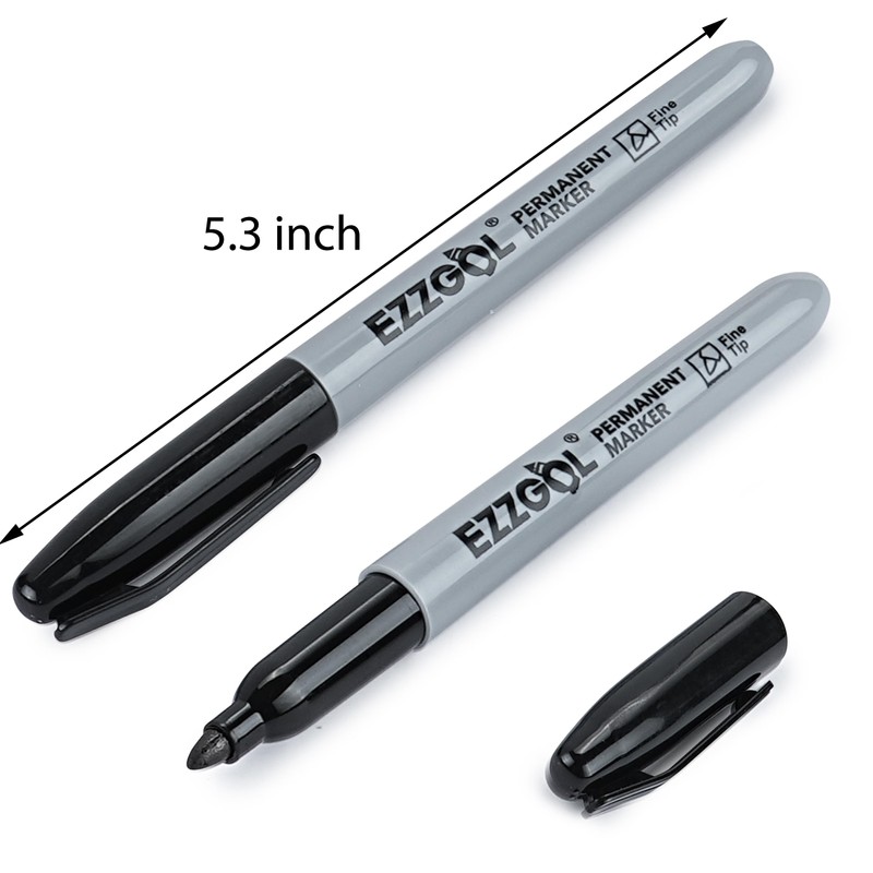 Ezzgol Permanent Markers Bulk, 150 Pack Fine Tip Black Permanent