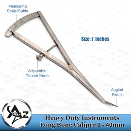 A2Z Scilab Dental Castroviejo Bone Caliper 40mm Measuring Gauge Orthopedic Implant  - Angled 7 Inch