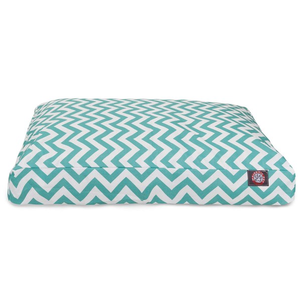 Teal Chevron Medium Rectangle Indoor Outdoor Pet Dog Bed With Removable Washable Cover By Majestic Pet Products
