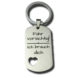Mama Gifts I Keyring with Saying I Gift for Mum from Daughter Son I Birthday Gift for Mum (Fahr vorsichtig Ich Brauche Dich), silver