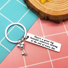 Ciyumu Inspirational Keychain Encouragement Gift There’s A Great Big Beautiful Tomorrow Shining At The End Of Every Day Key Ring Motivational Quote Keychain Inspirational Jewelry for Her Him